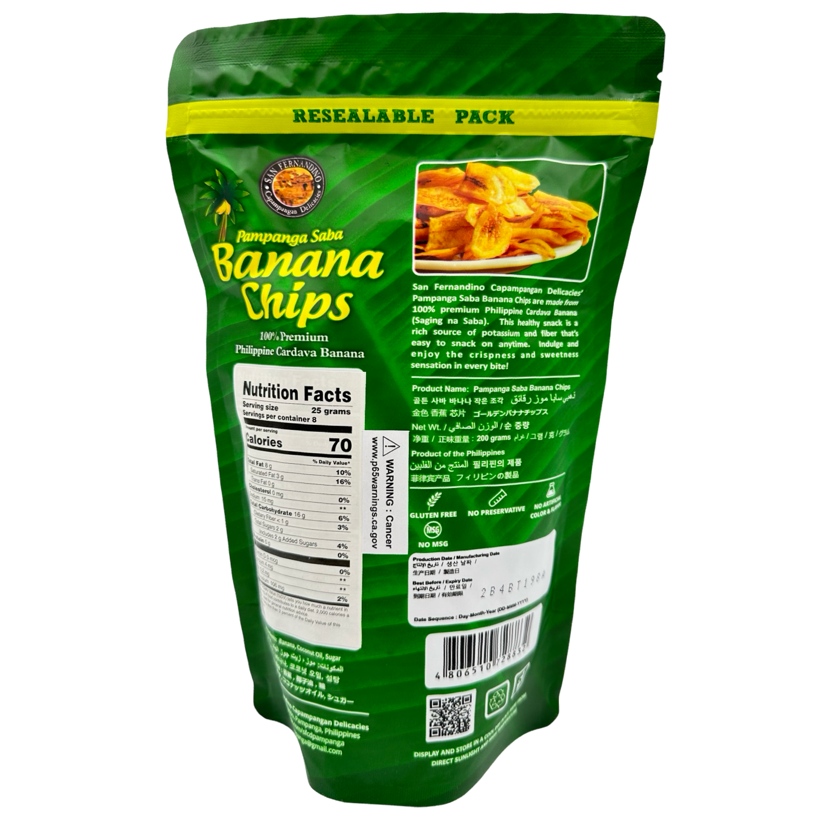 Pampanga Saba - 200G Healthy Banana Chips Made from 100% Philippine Cardava Bananas