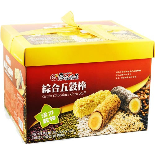 Taiwan Village Grain Chocolate Corn Roll Gift Box - 440G - Delicious Snack Deal