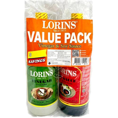 Lorins Condiment Value Pack: 2000 ML of Vinegar and Soy Sauce for Great Savings