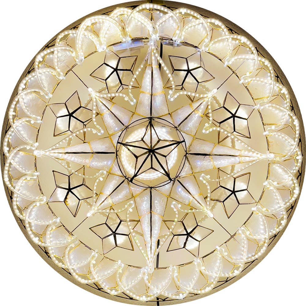Hot Sale! Philippines Handmade Christmas Capiz Shell Star Parol Lantern - White LED, 24 Inches, 2 KG, 110V
