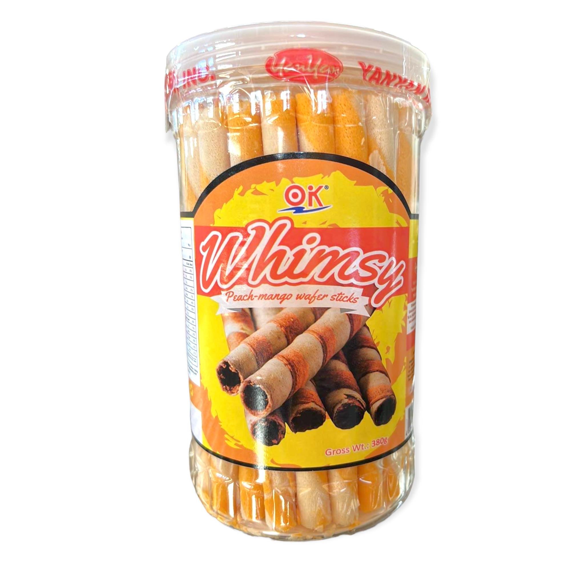 Delicious 380g Peach - Mango Flavored Wafer Sticks by OK