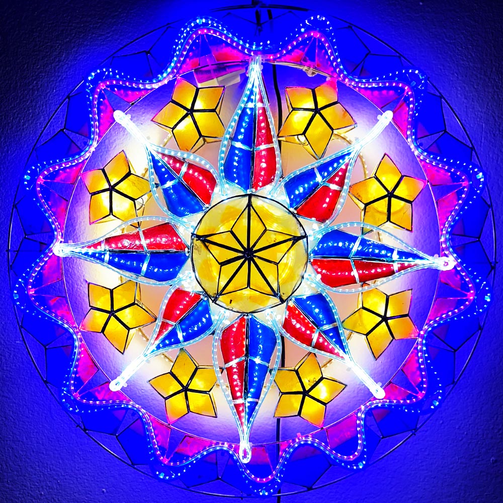 Hot Sale! Philippines Handmade Christmas Capiz Parol Star Lantern with Multi - Color LED Show, 24 Inches, 2 KG, 110 V