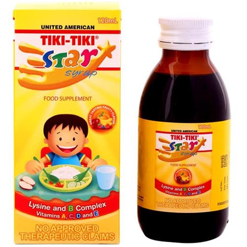 Hot Sale! United American Tiki - Tiki Star Lysine and B Complex Syrup Food Supplement 120 ML