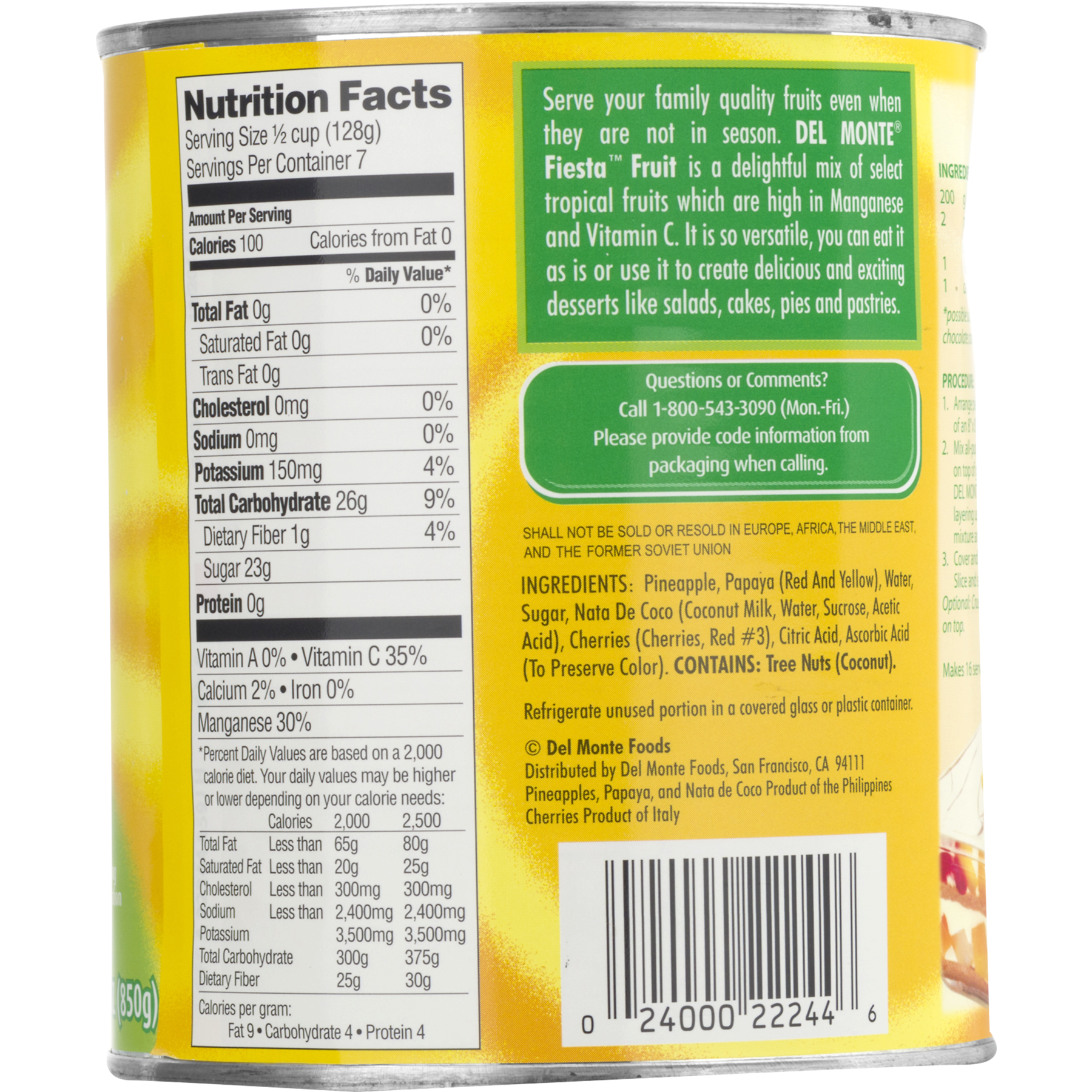Del Monte 30 OZ Fiesta Fruit Cocktail in Rich Heavy Syrup