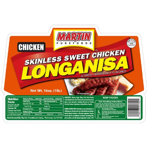Martin Purefoods Skinless Sweet Chicken Longanisa - 16 OZ Pack