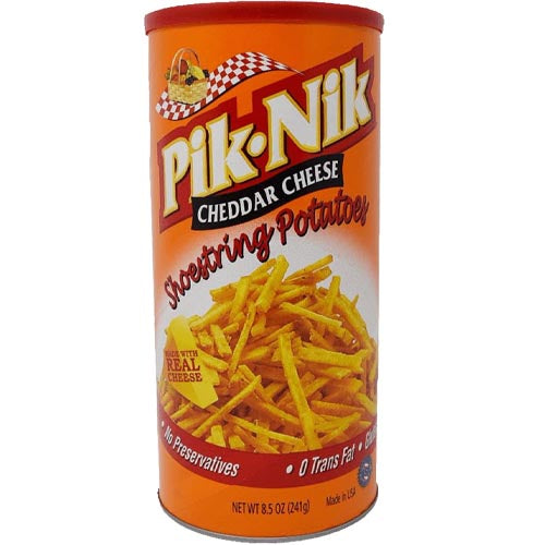 Big 9 OZ Pik-Nik Shoestring Potatoes with Cheddar Cheese - Tasty All-American Snack