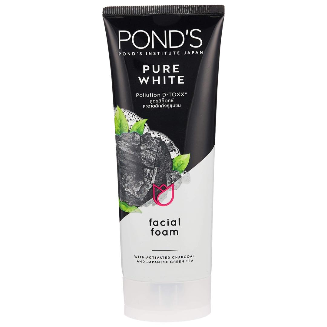 Pond's Pure White Pollution D-TOXX Facial Cleansing Foam with Activated Charcoal & Japanese Green Tea - 100 G