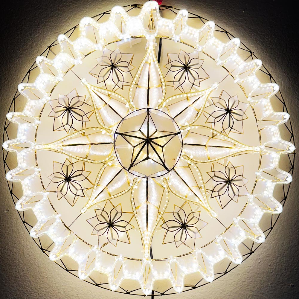 Get Your White LED Philippines Christmas Capiz Parol Lantern Star (24 Inches, 2 KG, 110V) Now!