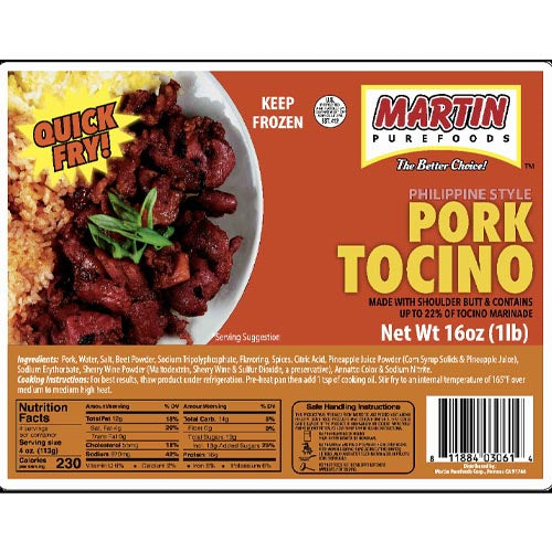 Martin Purefoods - Quick Fry Philippine Style Pork Tocino - 12 OZ - Tasty Delight