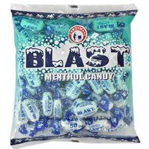 Candyman Menthol Blast Candy - 235G Pack, Ideal for Fresh Breath and Sore Throat Relief