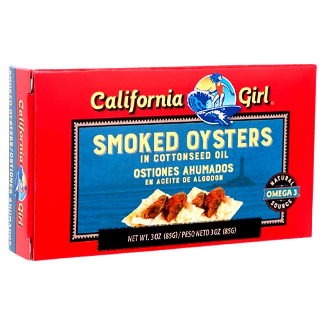 Delicious California Girl Smoked Oysters in Cottonseed Oil - 3.66 OZ for Seafood Lovers